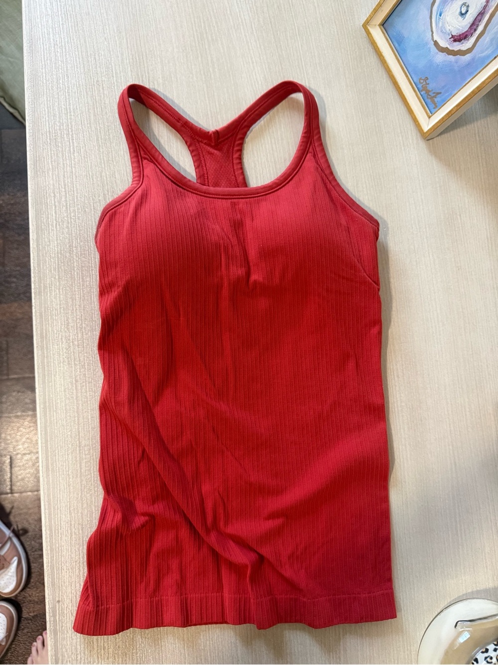 Red Ribbed Racerback Tank Top - Women